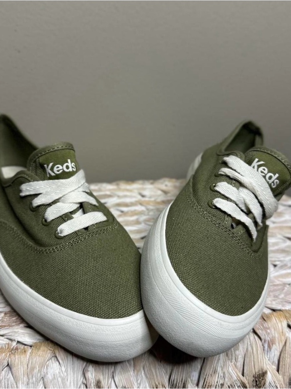 Keds Kids Canvas Sneaker - Olive Green with White Sole